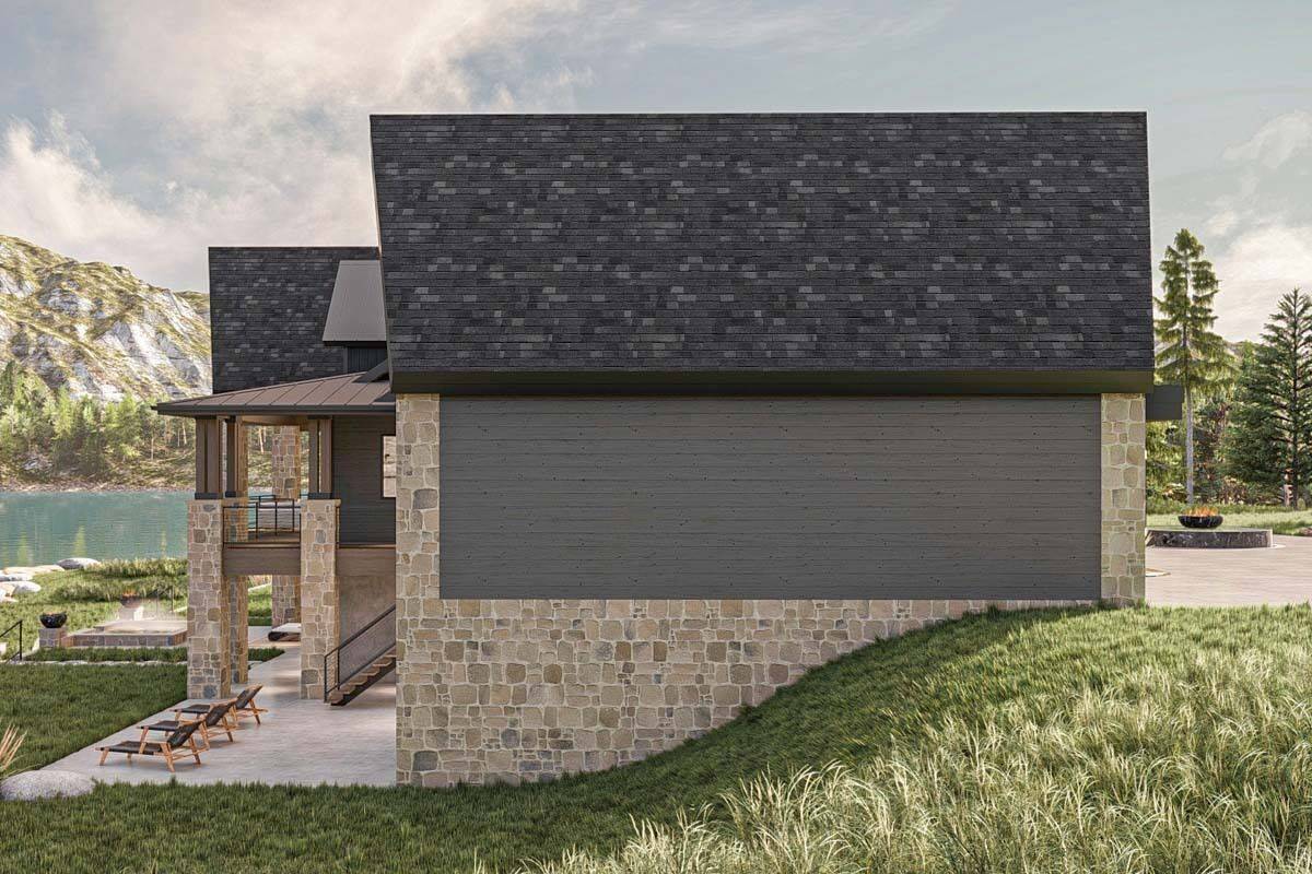 Left view of the house showcasing the walkout basement.