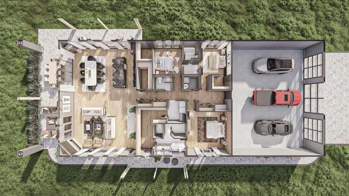 3D main level floor plan