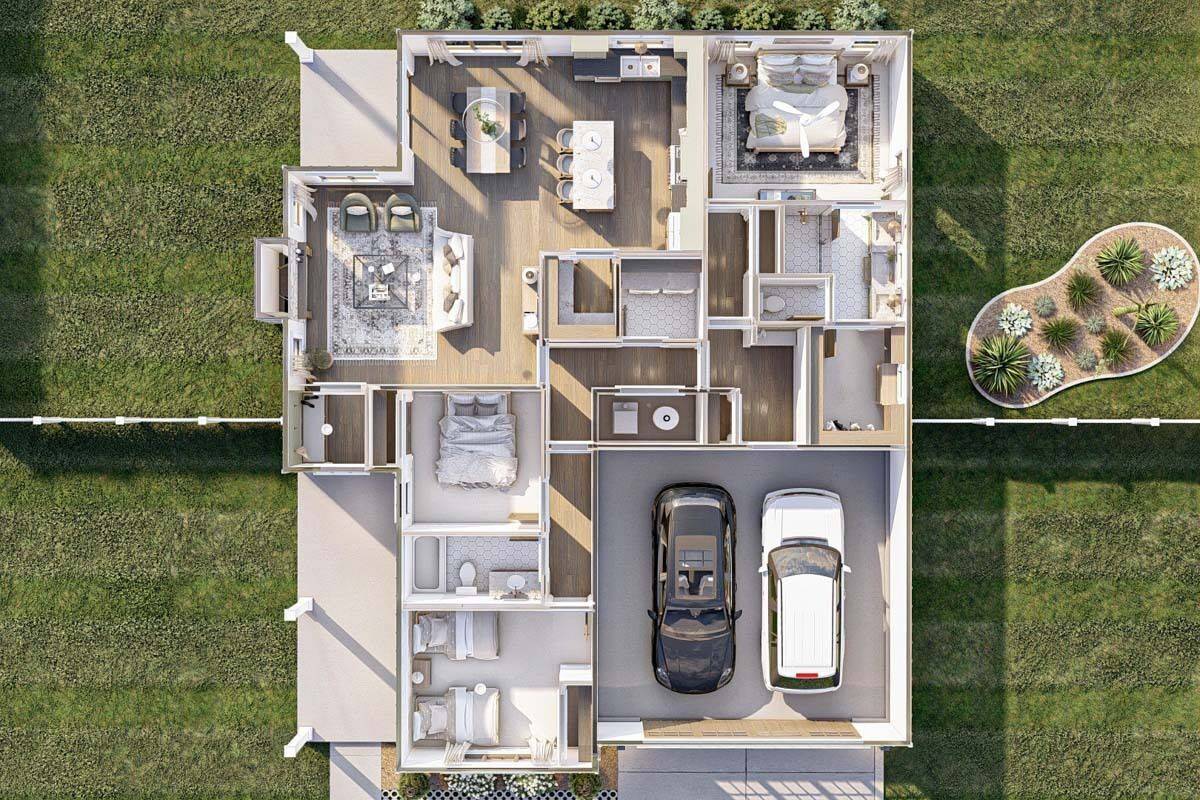 3D main level floor plan