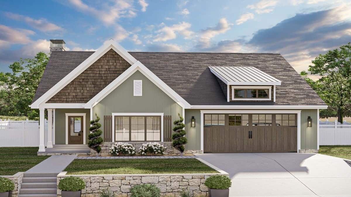 Traditional Style 3-Bedroom Single-Story Home with 2-Car Garage and Open-Concept Living