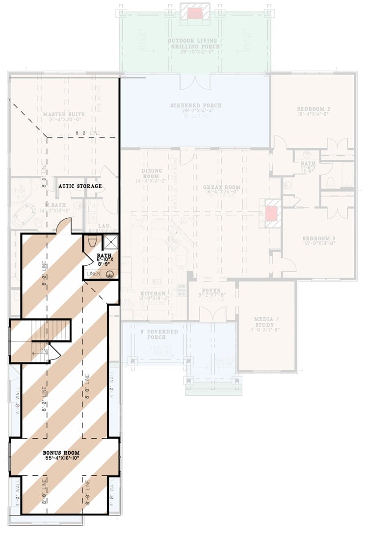 Bonus level floor plan with a full bathroom.