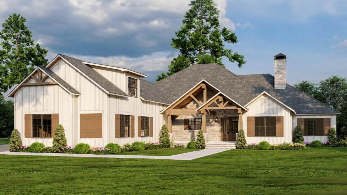 Single-Story Mountain 3-Bedroom Craftsman Home for a Corner Lot with Bonus Expansion