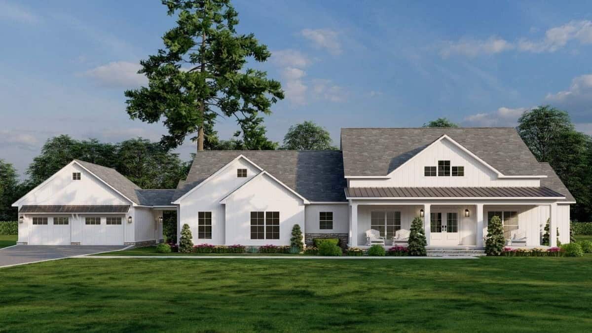 Single-Story Modern 3-Bedroom Farmhouse with Front Porch and Jack & Jill Bathroom