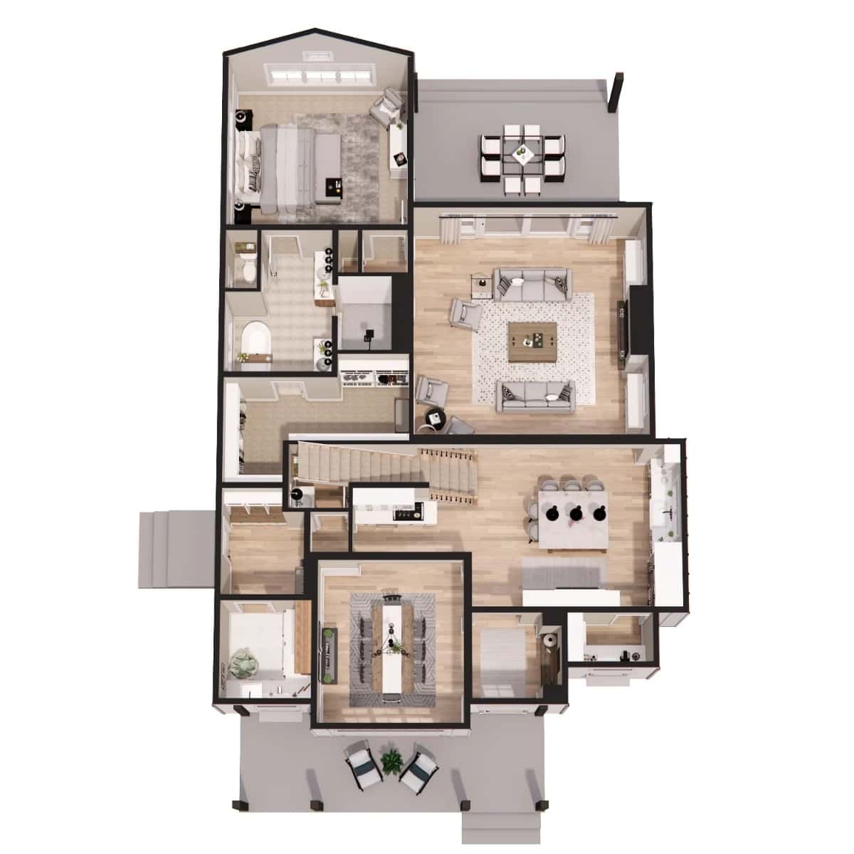 3D main level floor plan