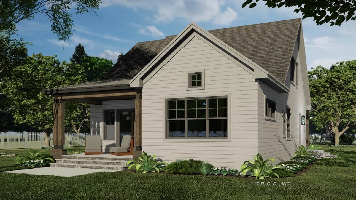 Rear view of the house showcasing the covered porch.