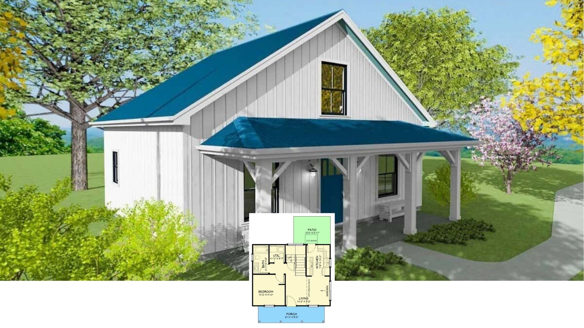 Discover This 650 Sq. Ft. 1 Bedroom Cottage with a Balcony Loft – Floor Plan Inside