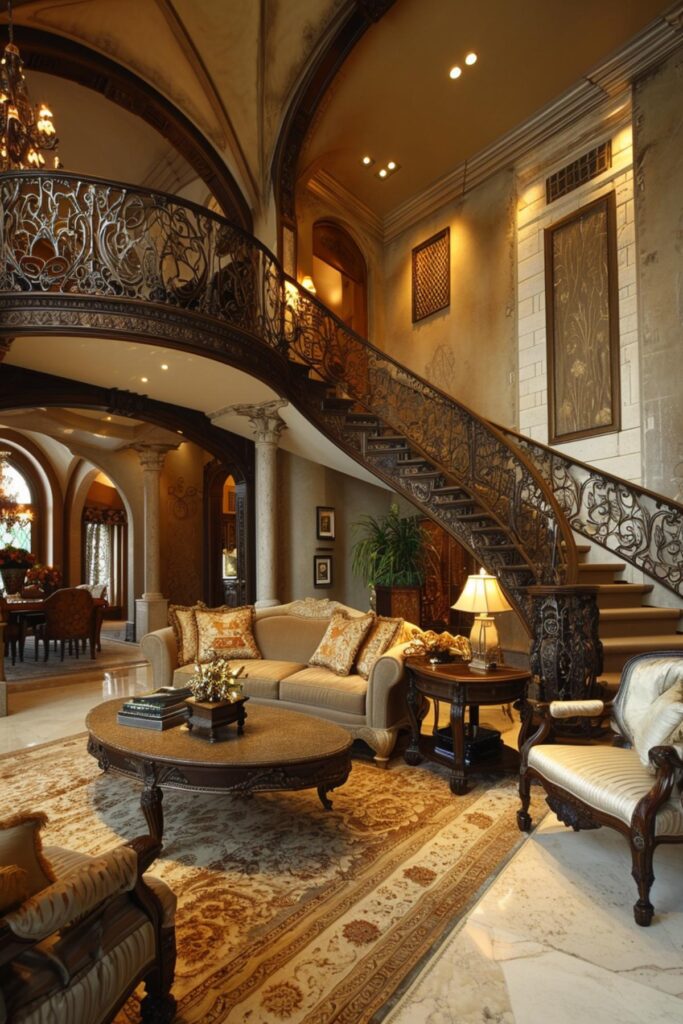 Stairway to Elegance: Exploring 40 Grand Living Rooms with Majestic ...