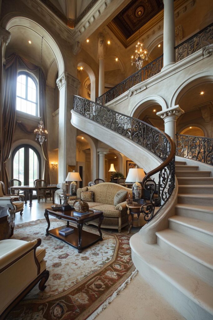 Stairway to Elegance: Exploring 40 Grand Living Rooms with Majestic ...