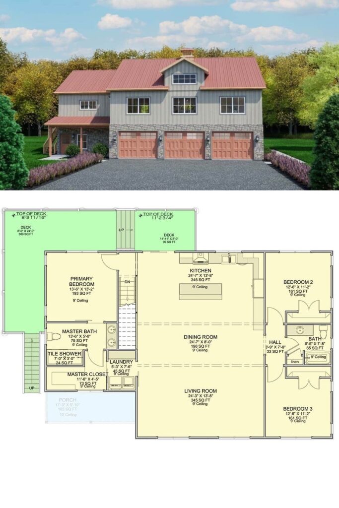 Two-Story Country Home with Three Bedrooms and an Open-Concept Living ...