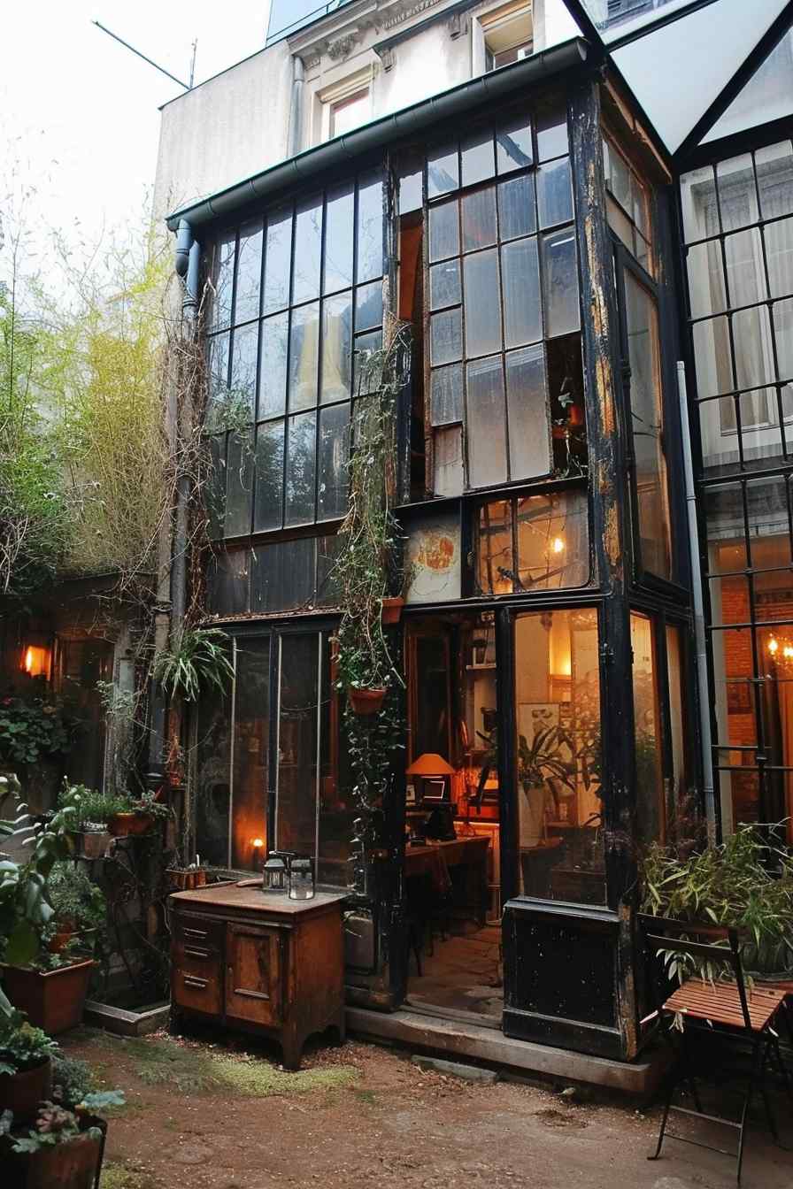 Backyard studios built with a mashup of baroque and industrial ideas.