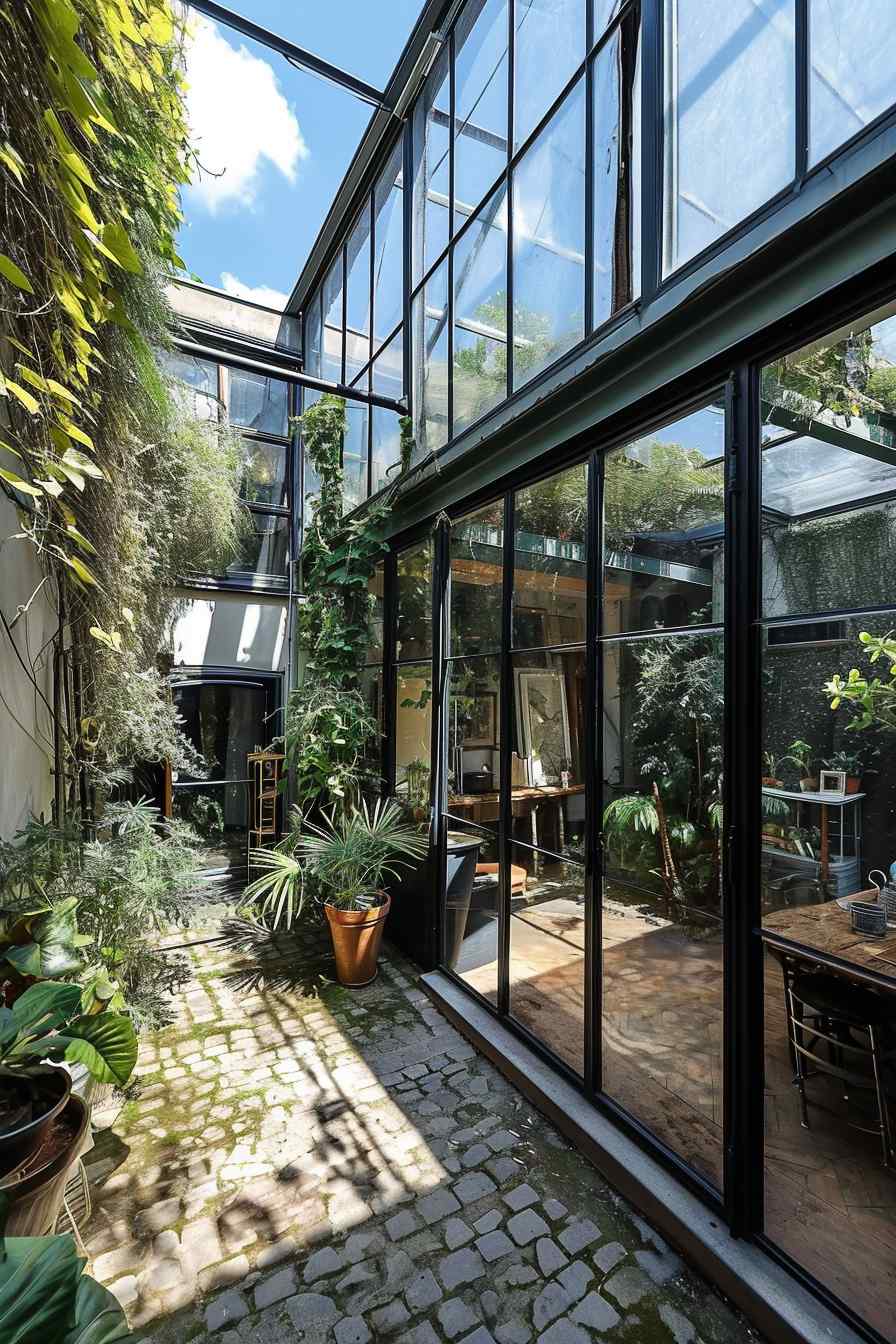 Backyard studios built with a mashup of baroque and industrial ideas.