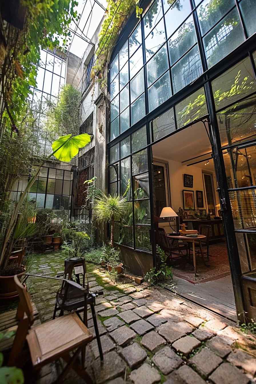 Backyard studios built with a mashup of baroque and industrial ideas.