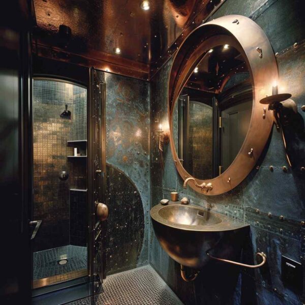 View of 44 Steampunk Bathrooms with an Industrial Twist (Concept Interiors)