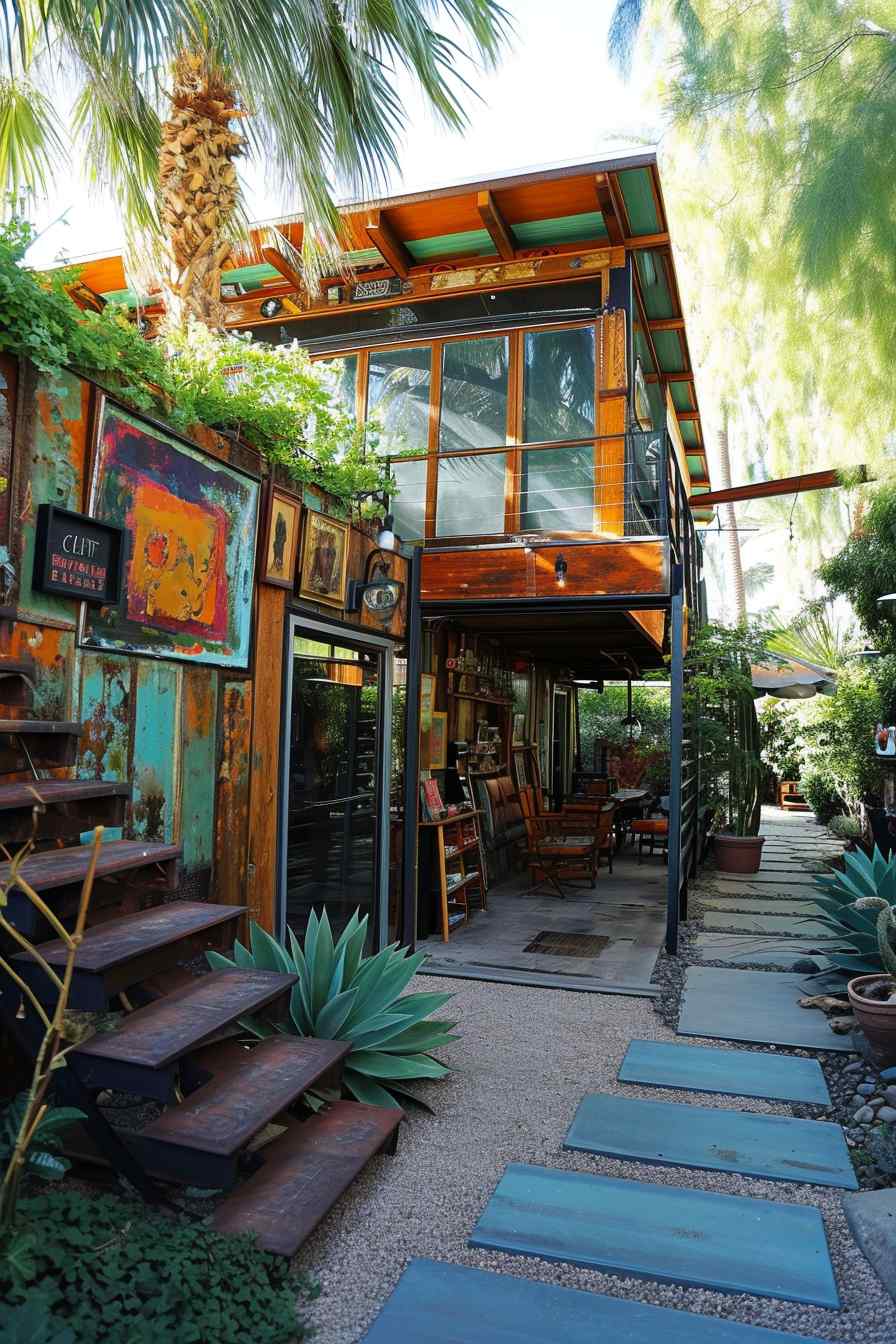 Backyard studios built with a mashup of baroque and industrial ideas.