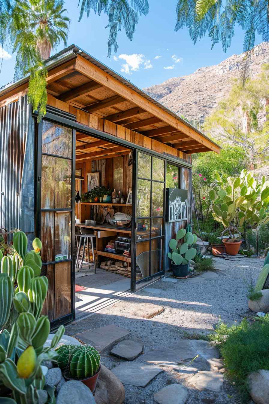 Backyard studios built with a mashup of baroque and industrial ideas.