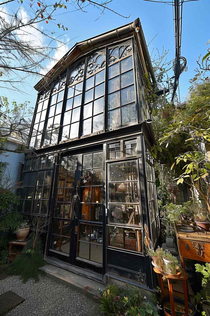 Backyard studios built with a mashup of baroque and industrial ideas.