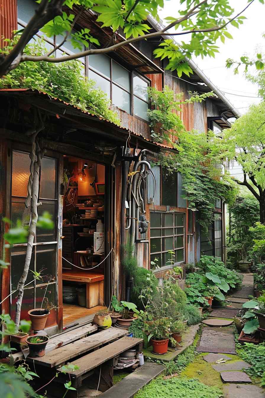 Backyard studios built with a mashup of baroque and industrial ideas.