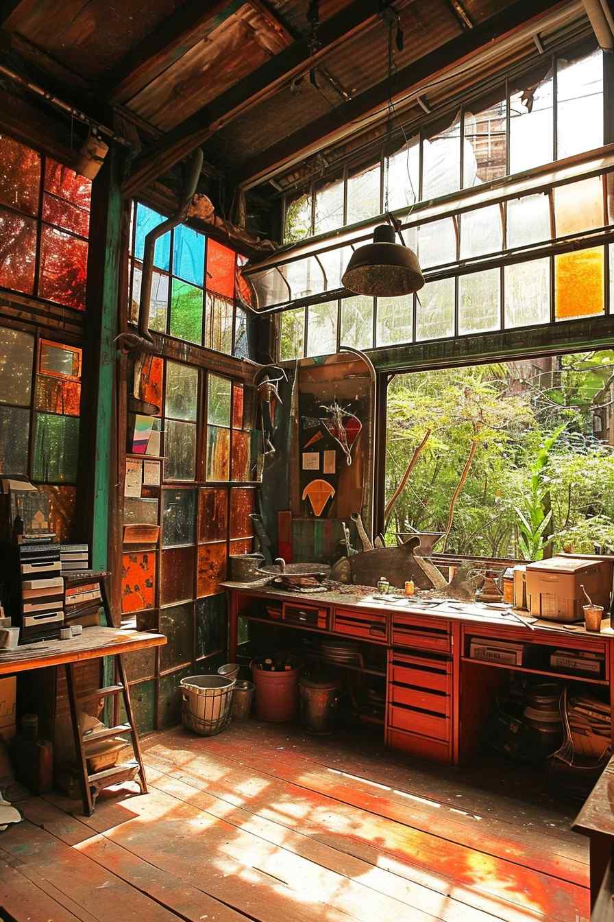 Backyard studios built with a mashup of baroque and industrial ideas.