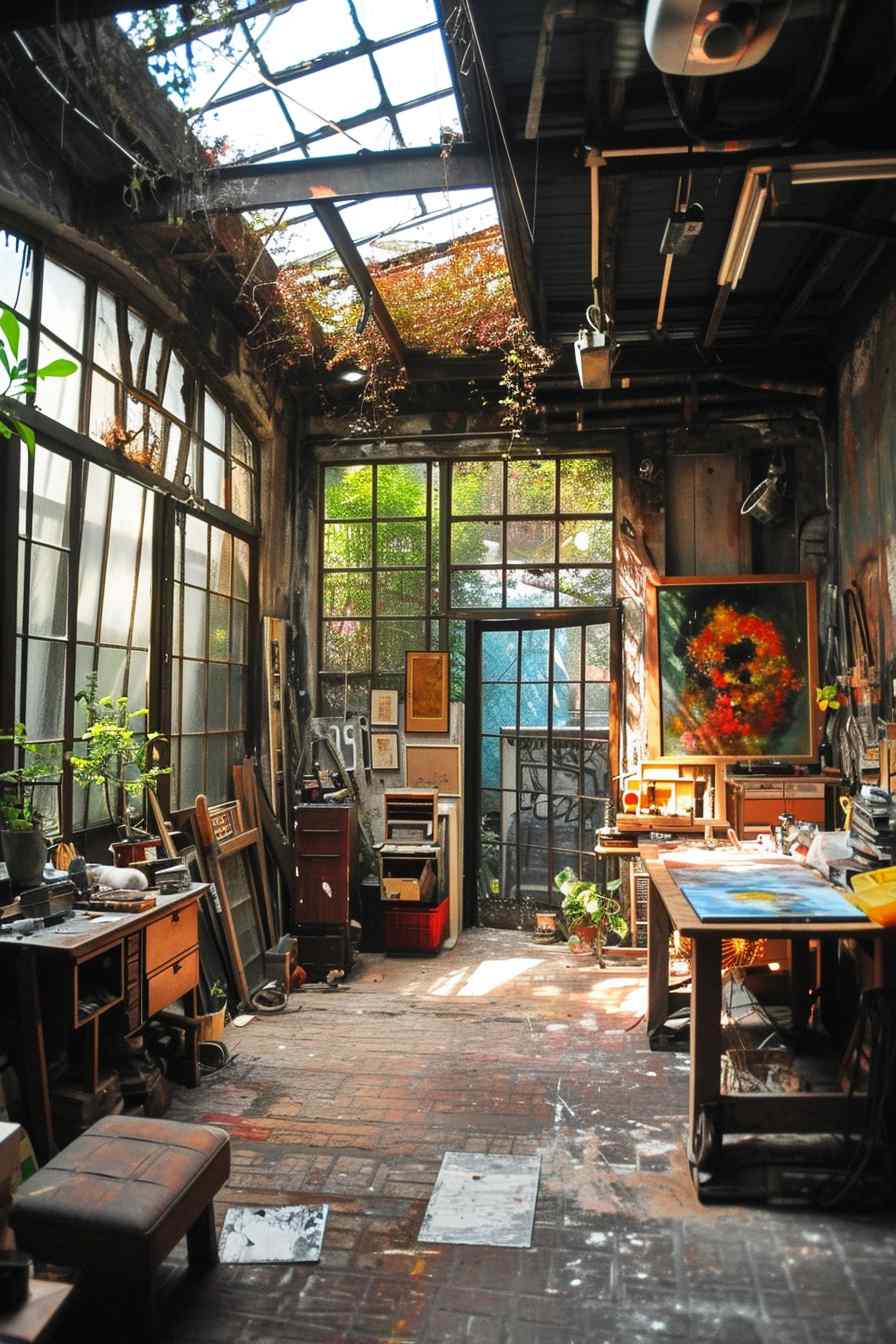 Backyard studios built with a mashup of baroque and industrial ideas.