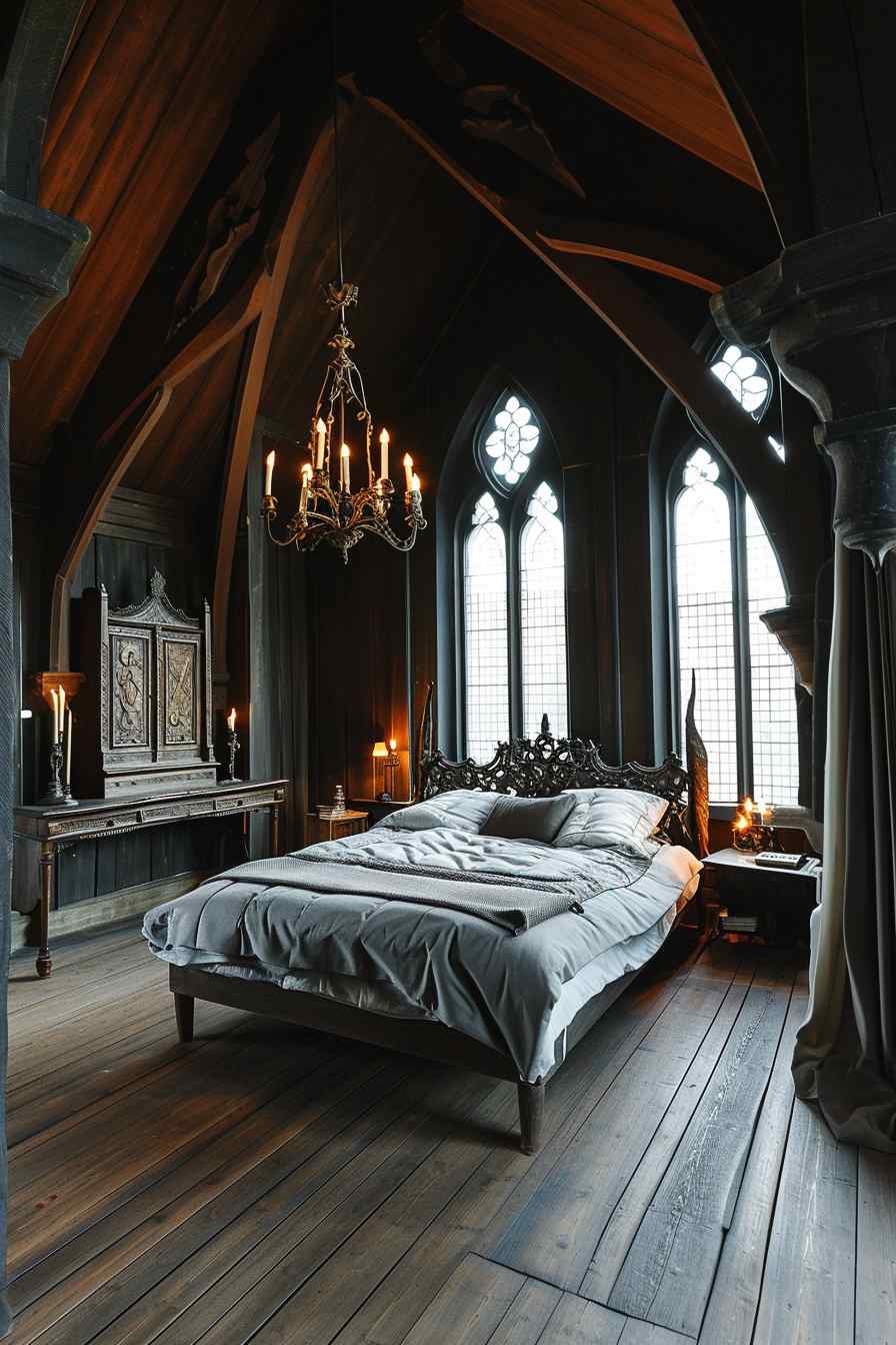 Beautiful bedrooms combining gothic and modern design ideas.