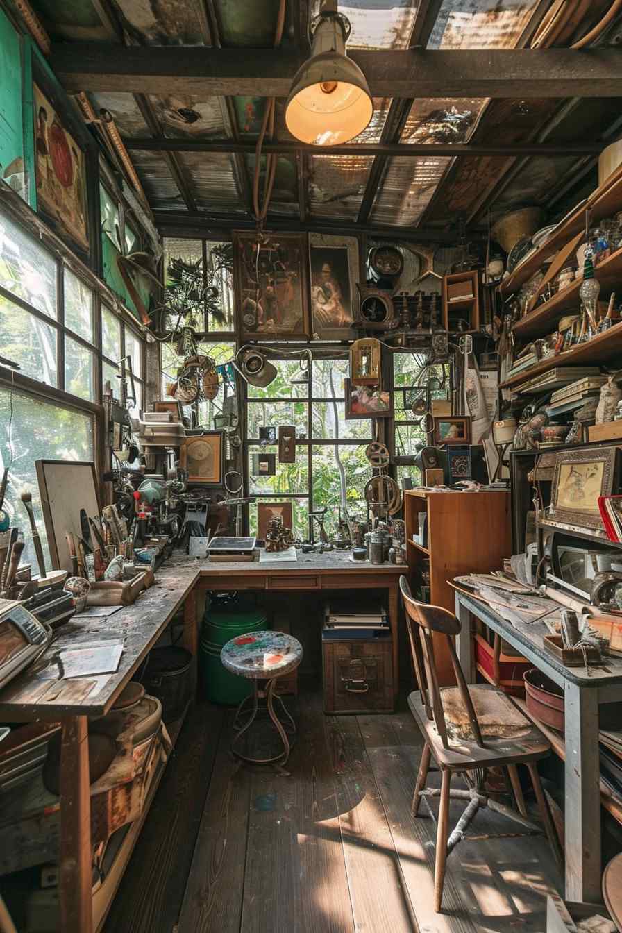 Backyard studios built with a mashup of baroque and industrial ideas.