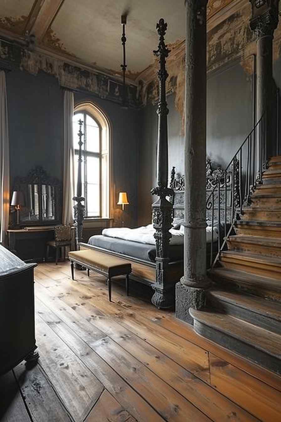 Beautiful bedrooms combining gothic and modern design ideas.