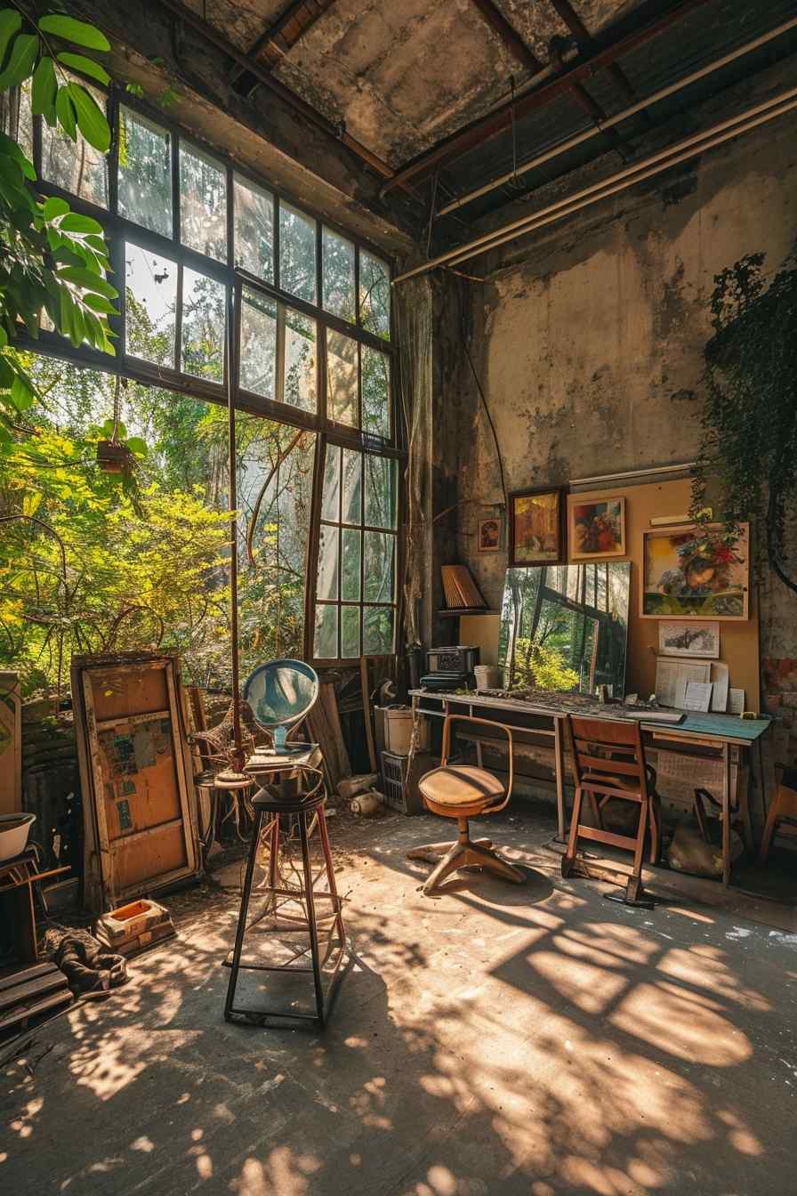 Backyard studios built with a mashup of baroque and industrial ideas.