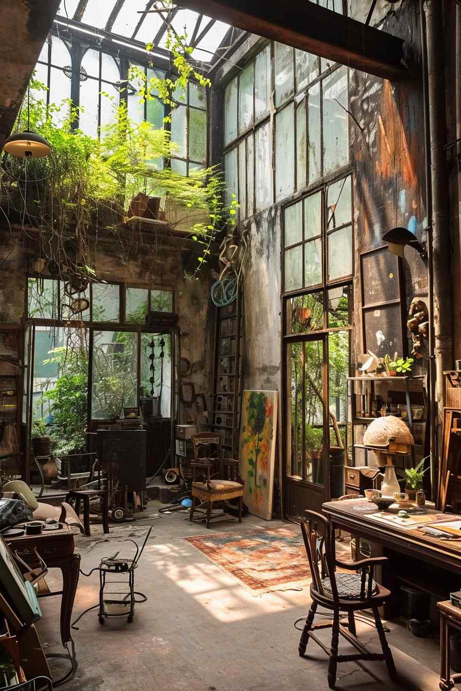 Backyard studios built with a mashup of baroque and industrial ideas.