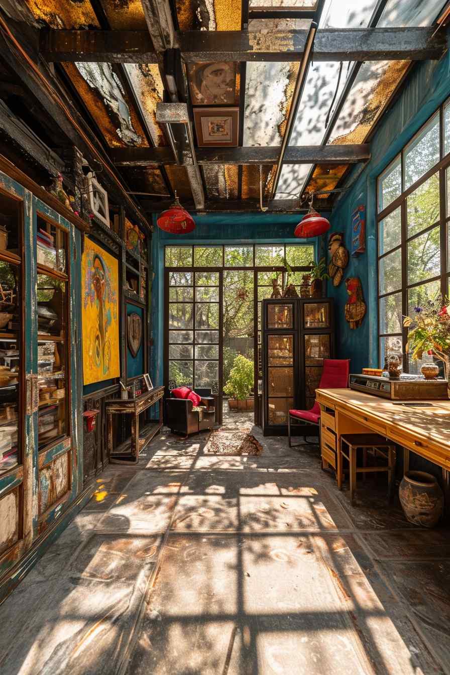 Backyard studios built with a mashup of baroque and industrial ideas.