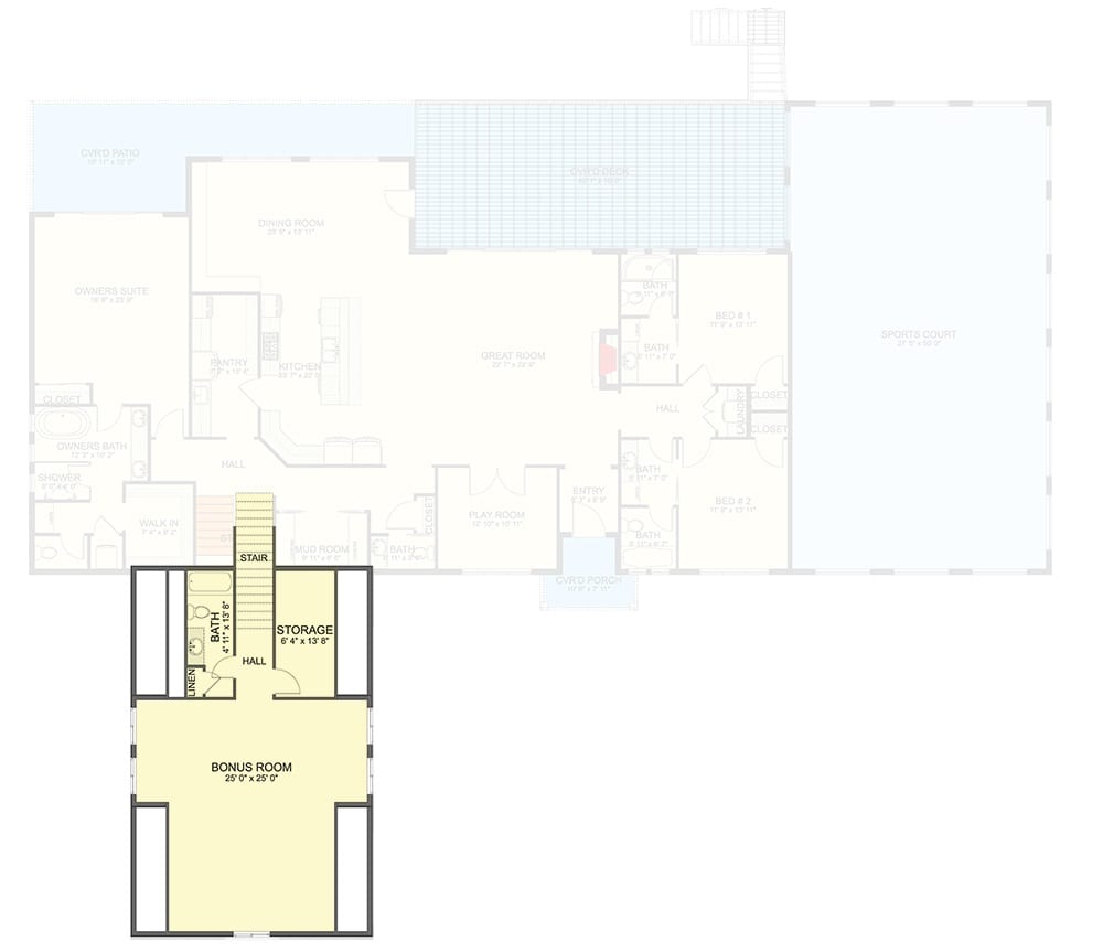 Bonus level floor plan with a full bathroom and a storage room.