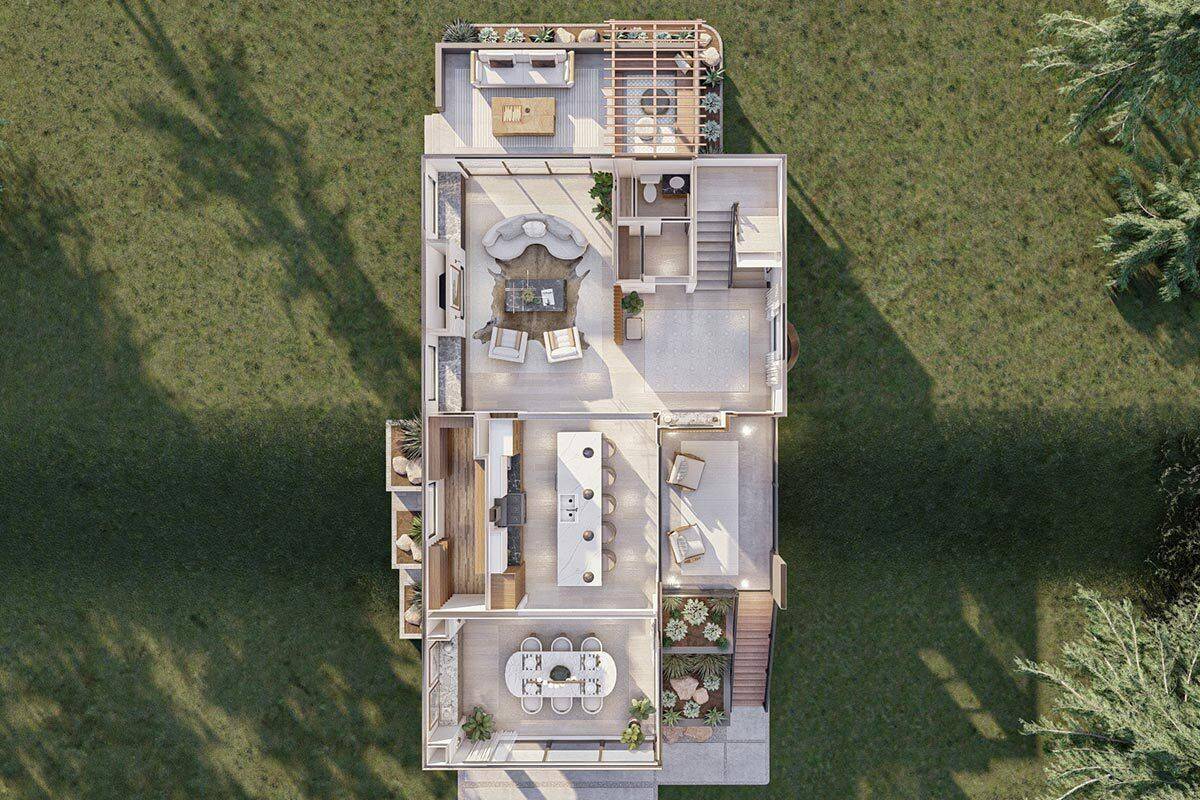 3D main level floor plan