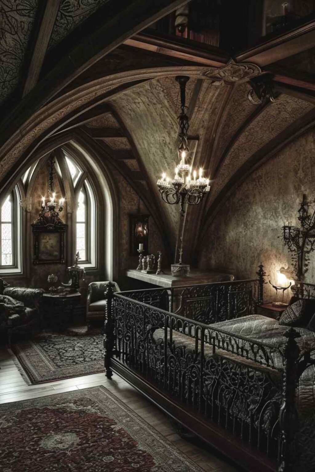32 Attic Bedrooms Drenched in Gothic Romance (Concept Interiors)