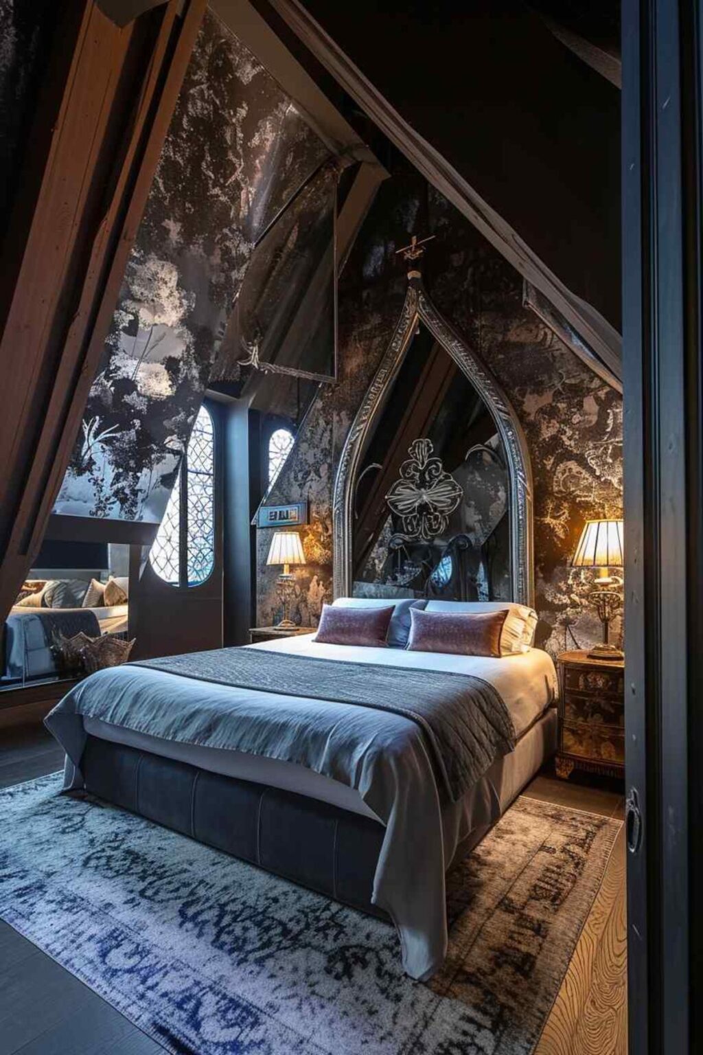 32 Attic Bedrooms Drenched in Gothic Romance (Concept Interiors)