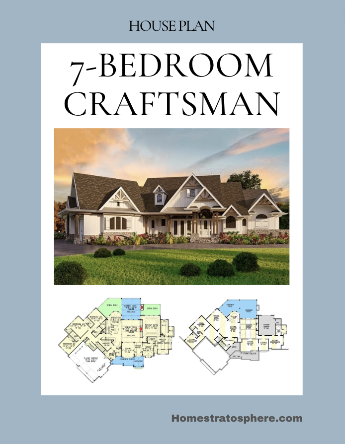 House Plan Download PDF - Luxury 7-Bedroom Craftsman House Plan