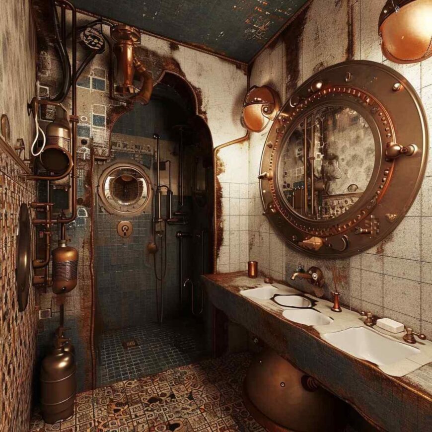 Image showcasing 39 Steampunk-Industrial Bathrooms Conjure Up Victorian Visions and Pipe ...