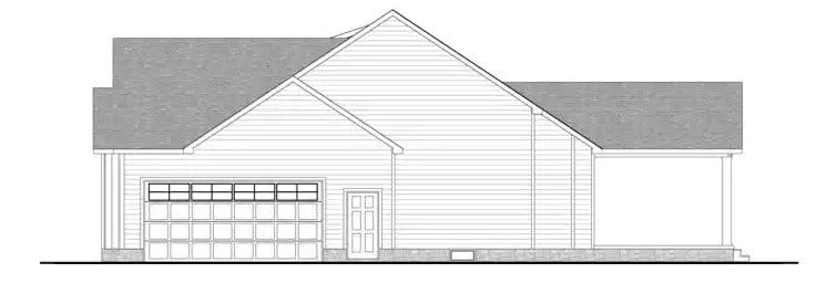 Right elevation sketch of the barndominium style two-story 3-bedroom home.