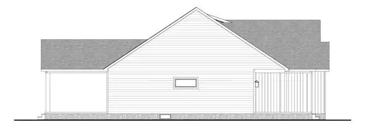 Left elevation sketch of the barndominium style two-story 3-bedroom home.