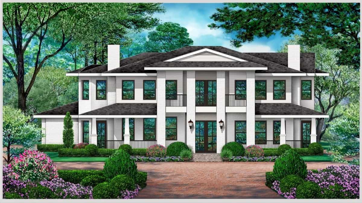 Campbella 4-Bedroom Two-Story Traditional Home with Front Porch and Balcony