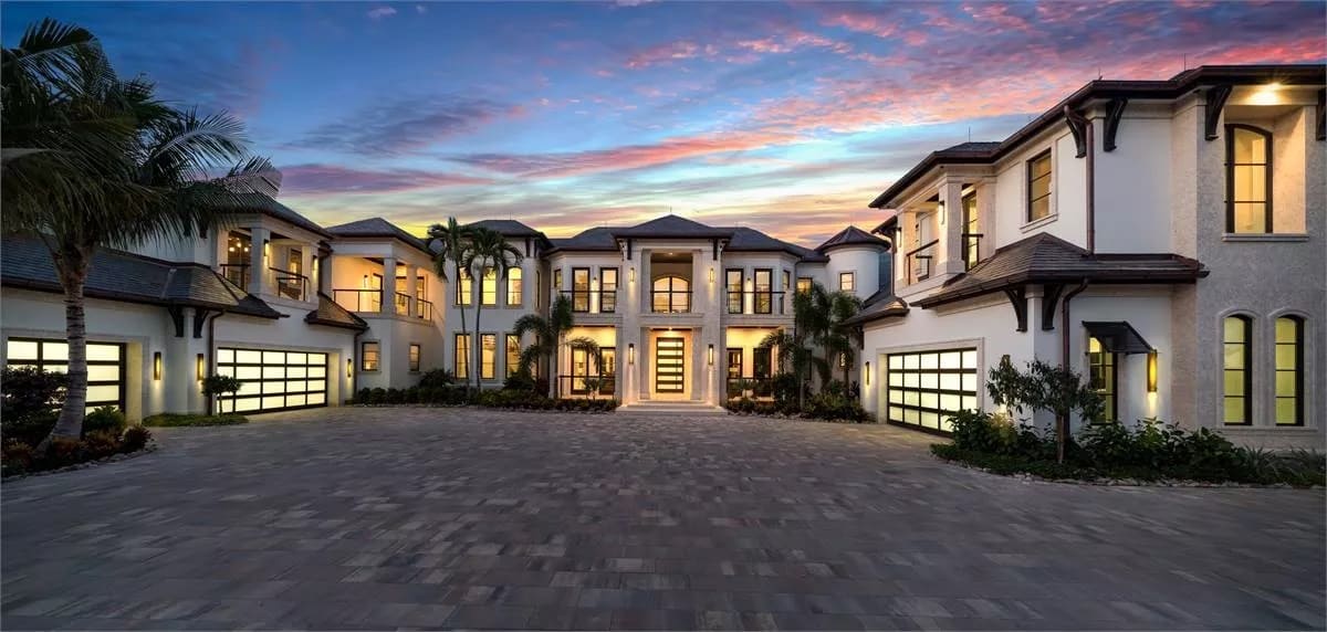 Two-Story Mediterranean Style 5-Bedroom Wildcherry Home with Bonus Room, Elevator, and Balconies