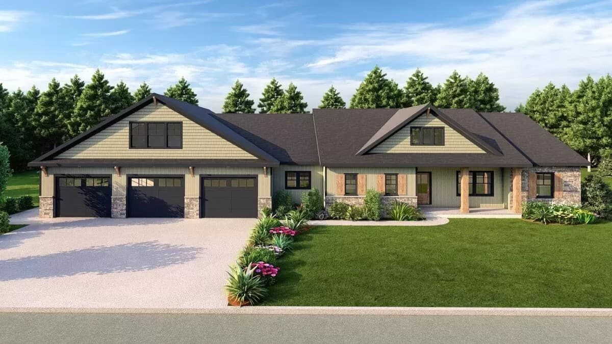 3-Bedroom Country Style Two-Story Craftsman with Covered Patio and Basement Expansion
