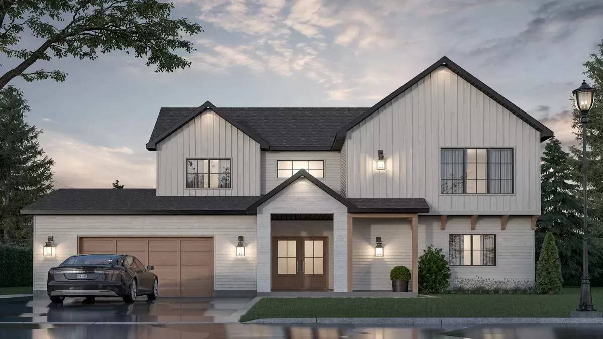 Two-Story Transitional Farmhouse with 3 Upstairs Bedrooms and 2-Car Garage