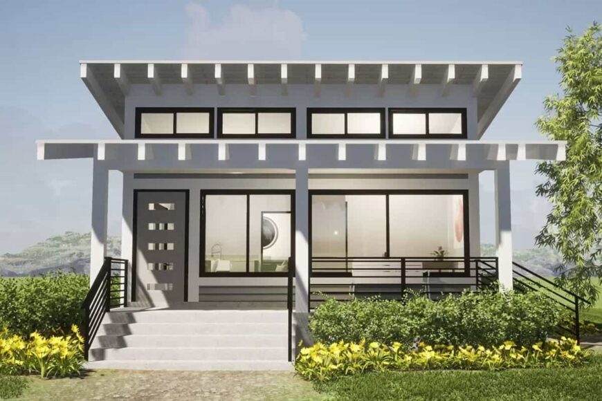 Single-Story Modern 1-Bedroom ADU with Covered Front Porch (Floor Plan)