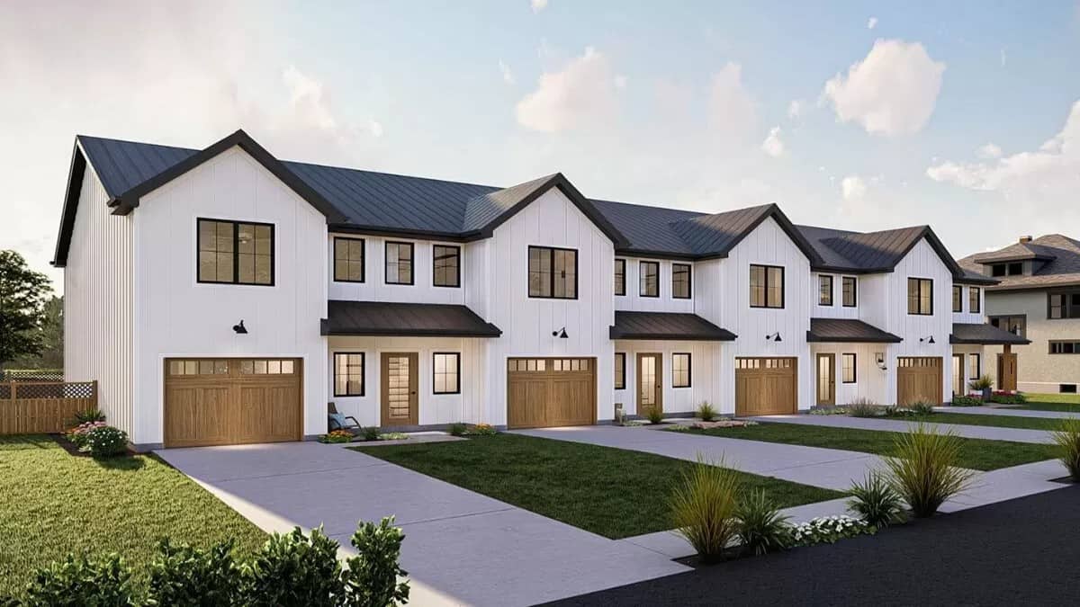 TwoStory Modern Farmhouse Quadplex With Open Living Space And 3 Bed TwoStory Modern Farmhouse Quadplex With Open Living Space And 3 Bed