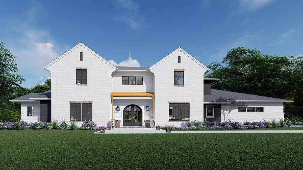 Transitional Style 4-Bedroom Two-Story Home with Balcony and Covered Patio