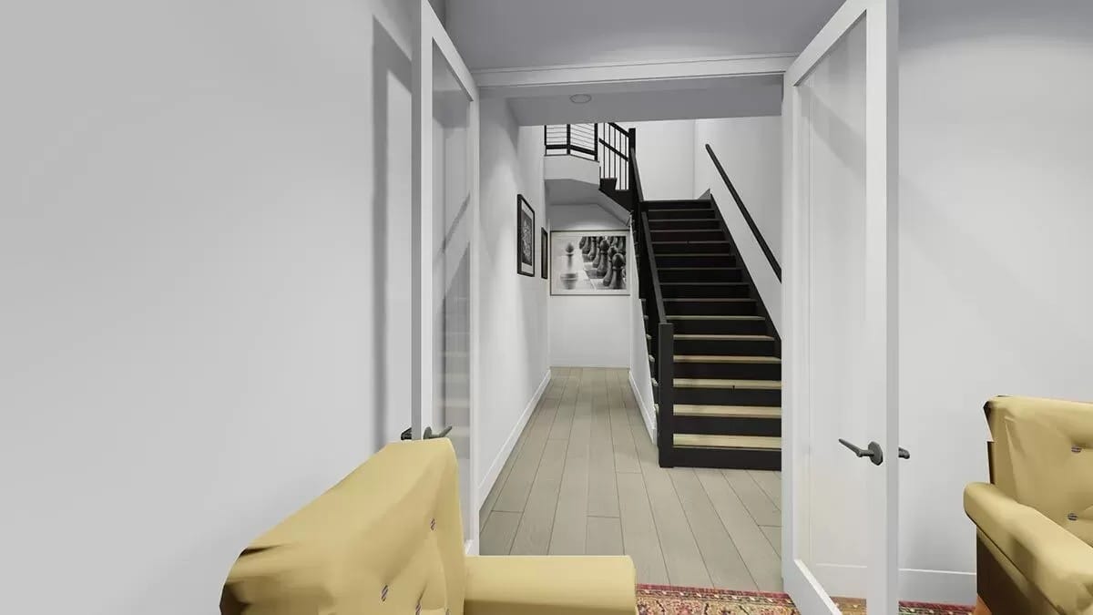 Staircase leading to the secondary bedrooms.