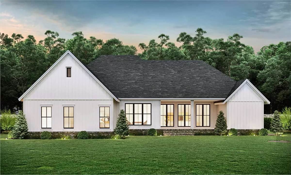 Rear view of the house showcasing the covered porch.
