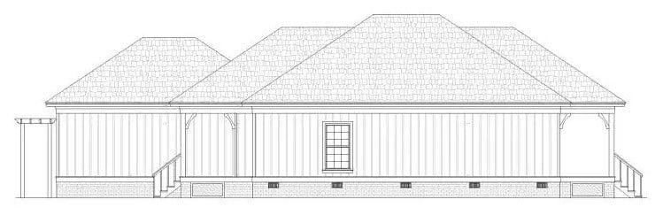 Right elevation sketch of the single-story cottage style 3-bedroom Lucedale home.