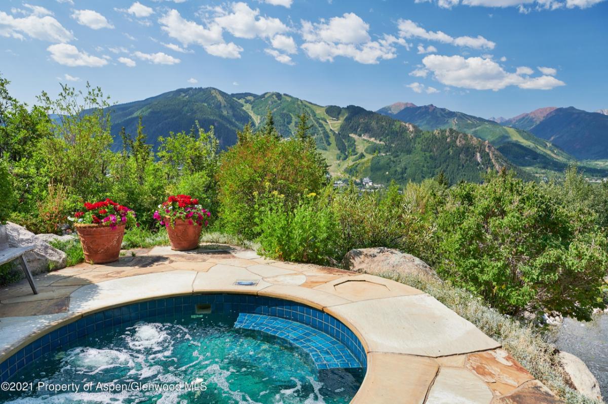 Pool with a view of the mountains.