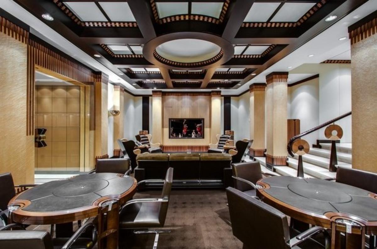 Entertainment room with couches.