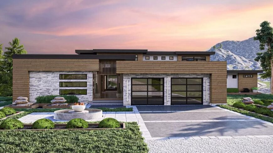 3-Bedroom Two-Story Mid-Century Modern Home with Wraparound Porch, Loft ...